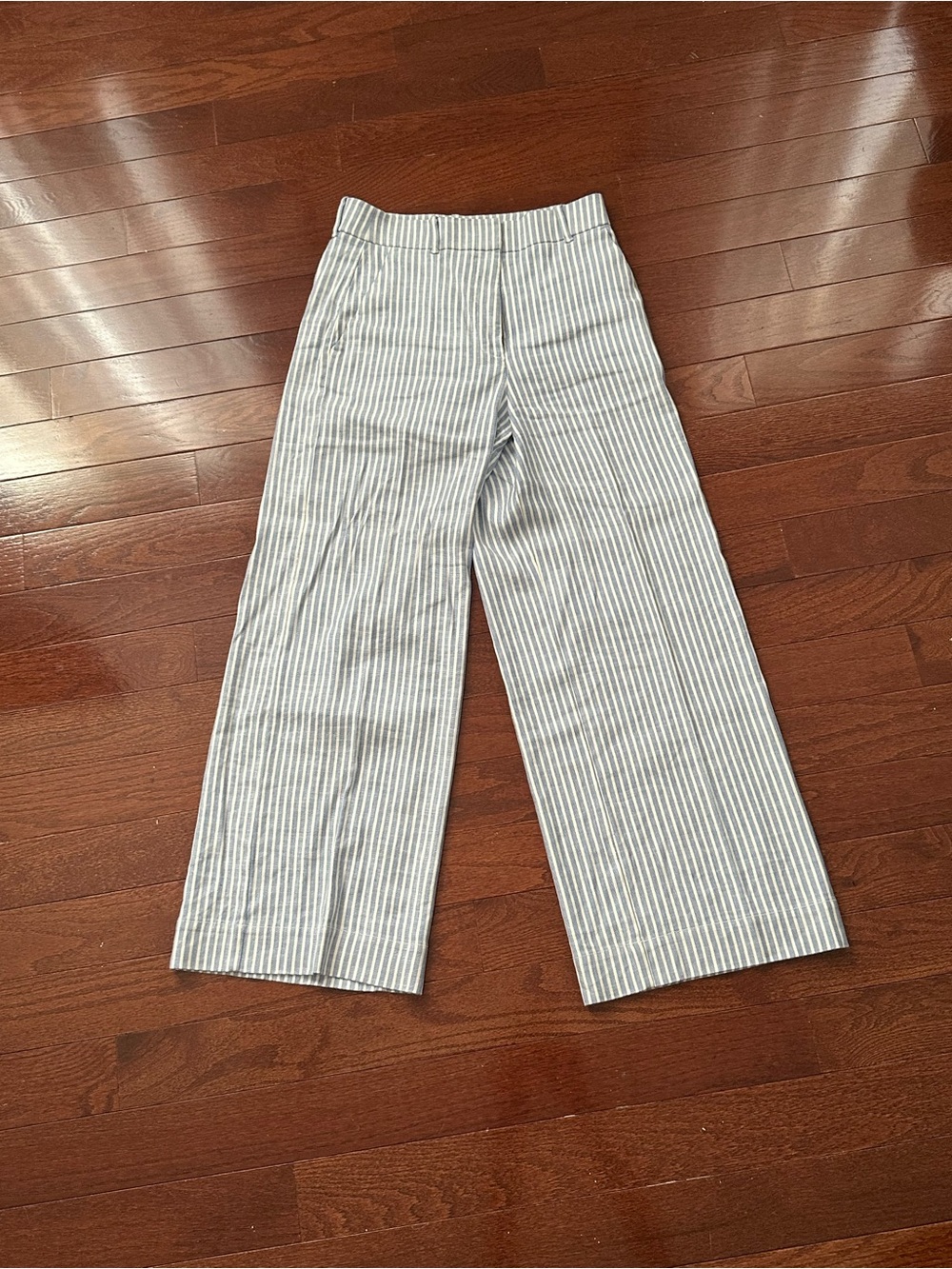 Everlane Blue and White Striped Wide-Leg Pants